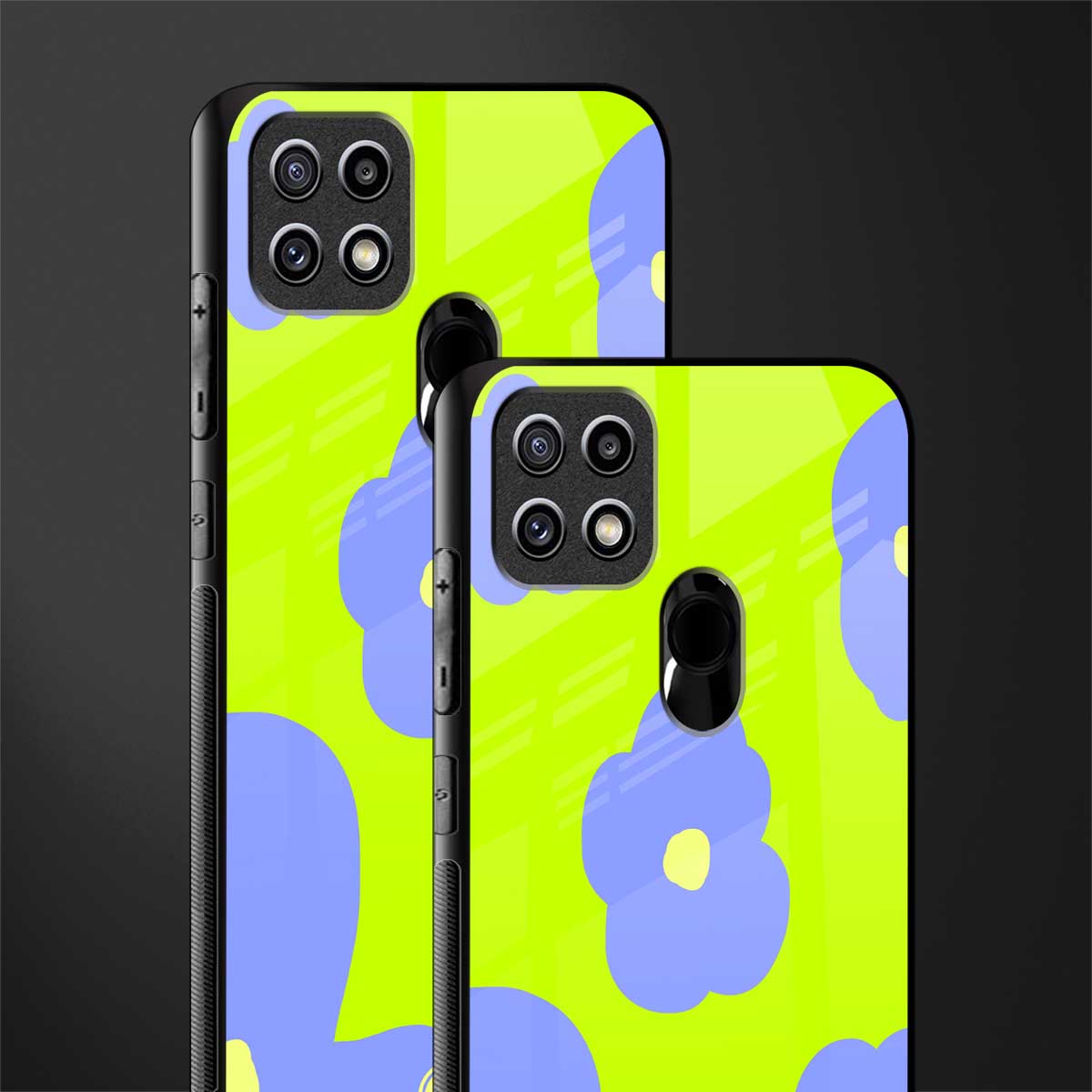 chartreuse arctic flowers glass case for oppo a15s image-2