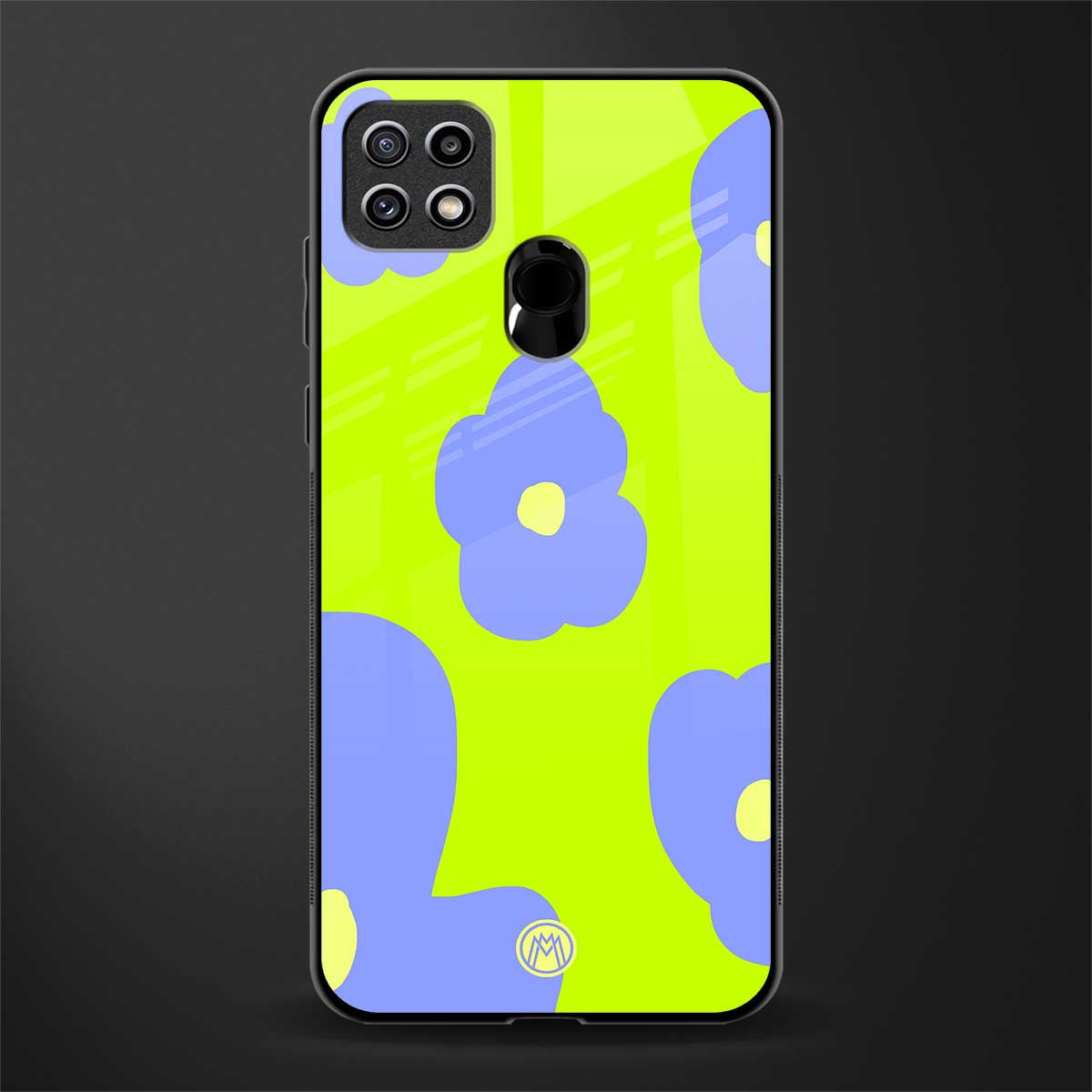 chartreuse arctic flowers glass case for oppo a15s image