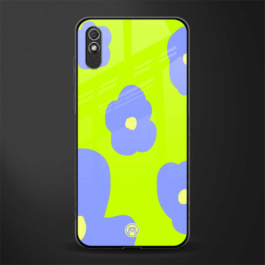 chartreuse arctic flowers glass case for redmi 9i image