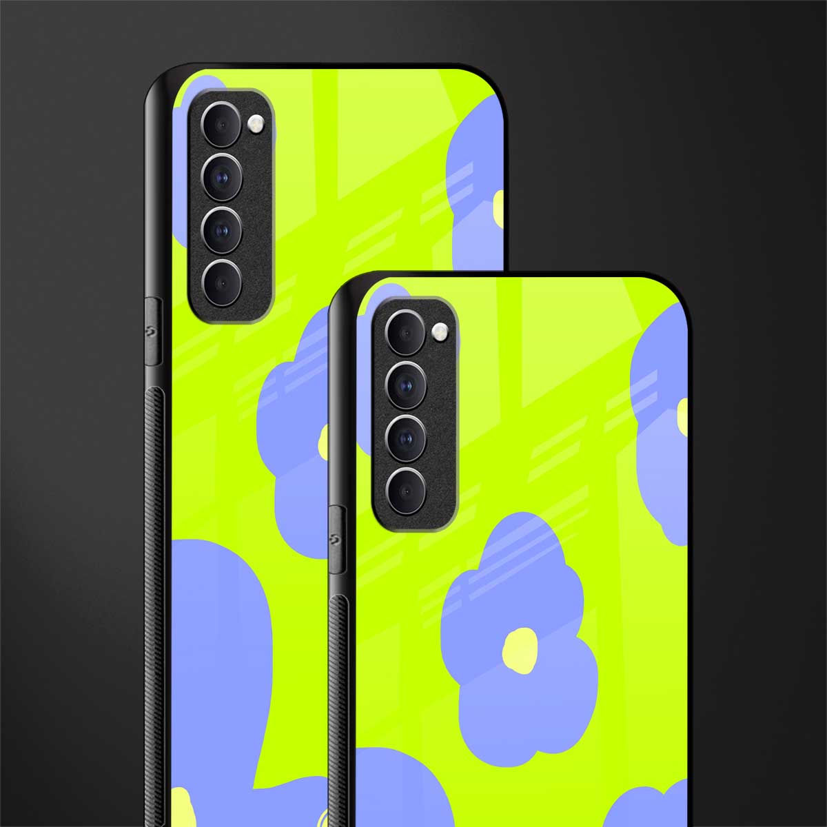 chartreuse arctic flowers glass case for oppo reno 4 pro image-2