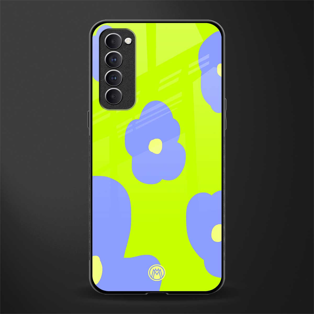 chartreuse arctic flowers glass case for oppo reno 4 pro image