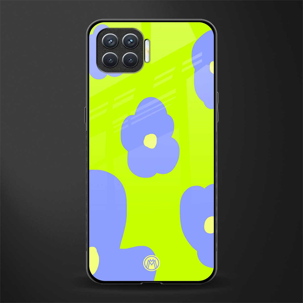 chartreuse arctic flowers glass case for oppo f17 image