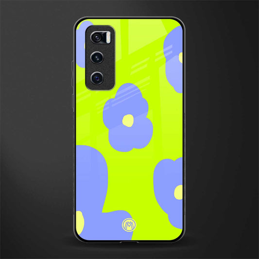 chartreuse arctic flowers glass case for vivo v20 se image