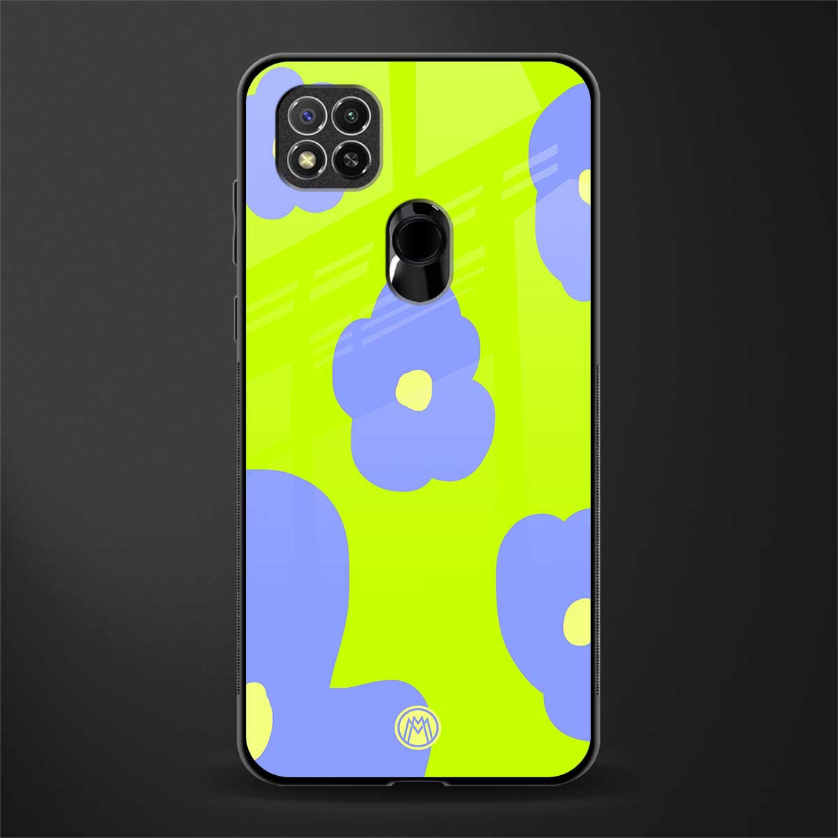 chartreuse arctic flowers glass case for redmi 9 image