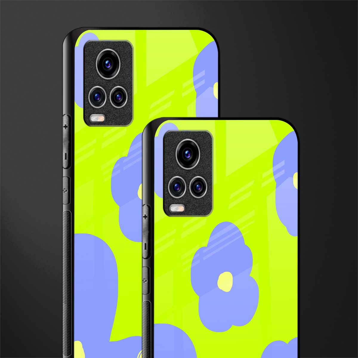 chartreuse arctic flowers glass case for vivo v20 pro image-2