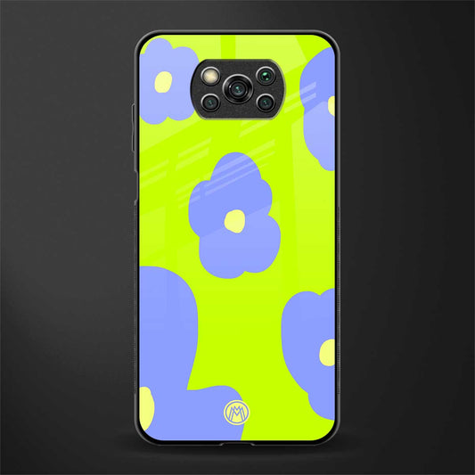 chartreuse arctic flowers glass case for poco x3 image