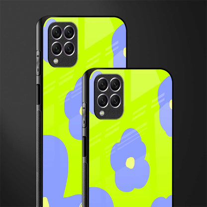 chartreuse arctic flowers glass case for samsung galaxy f62 image-2