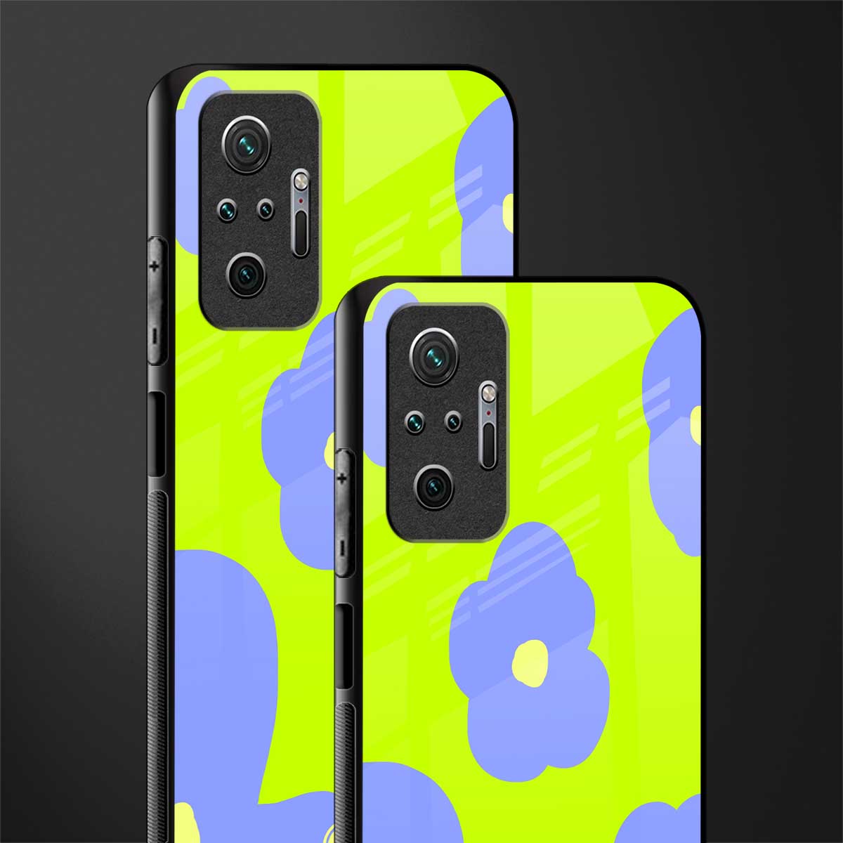 chartreuse arctic flowers glass case for redmi note 10 pro max image-2