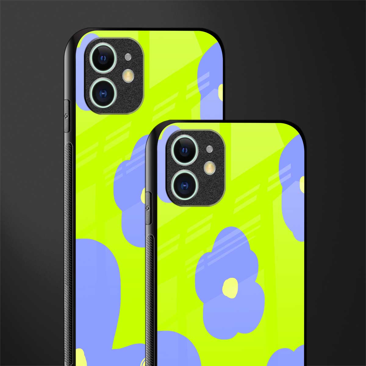 chartreuse arctic flowers glass case for iphone 12 image-2
