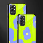 chartreuse arctic flowers glass case for oneplus 9r image-2