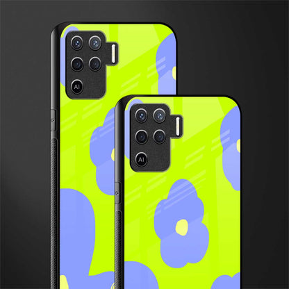 chartreuse arctic flowers glass case for oppo f19 pro image-2
