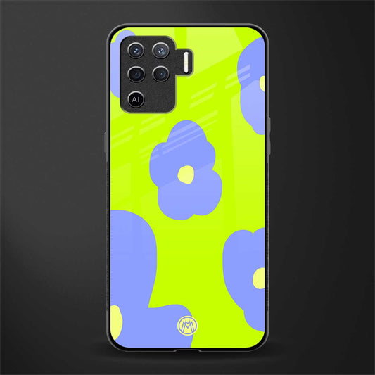 chartreuse arctic flowers glass case for oppo f19 pro image