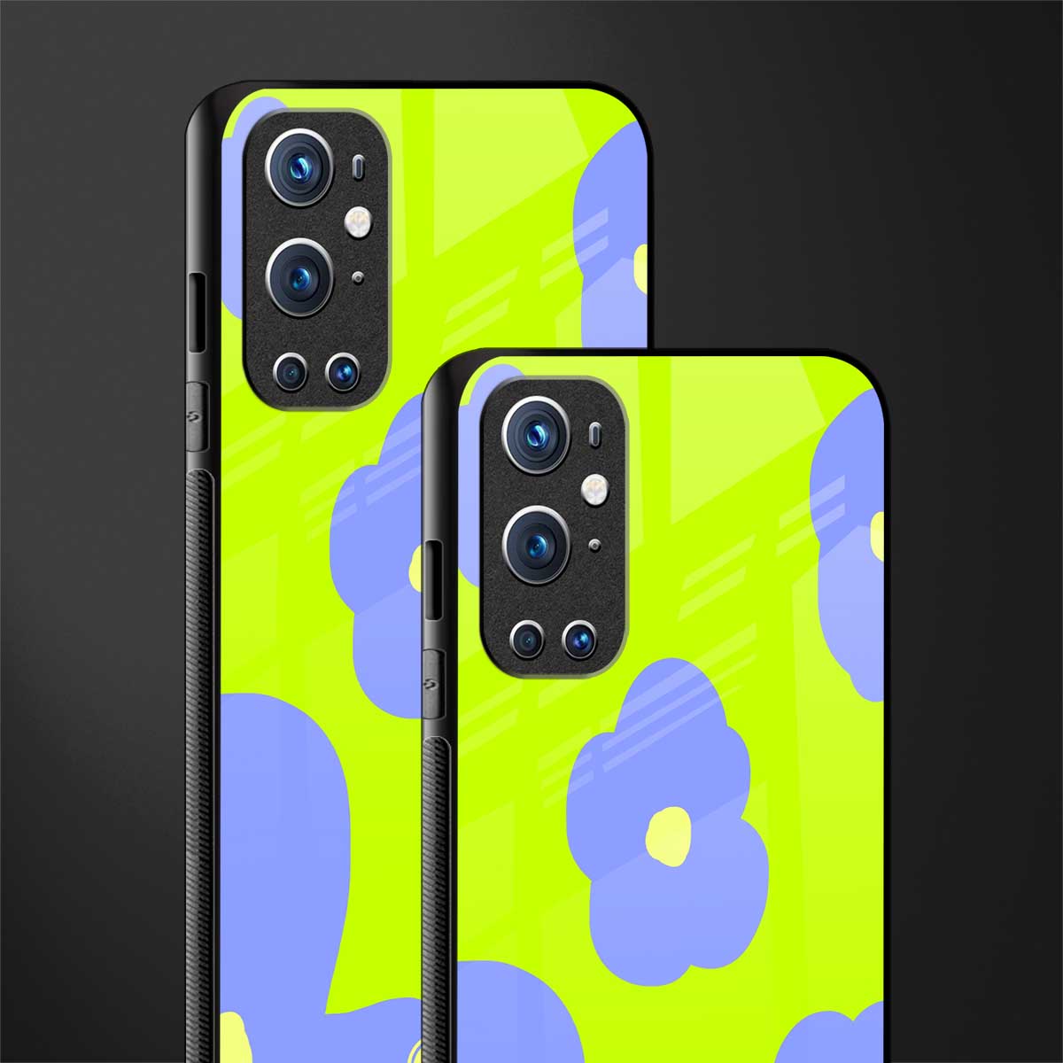 chartreuse arctic flowers glass case for oneplus 9 pro image-2