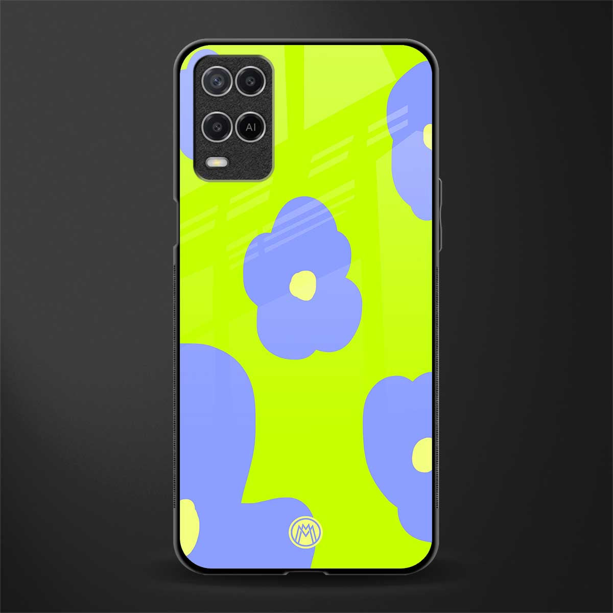 chartreuse arctic flowers glass case for oppo a54 image