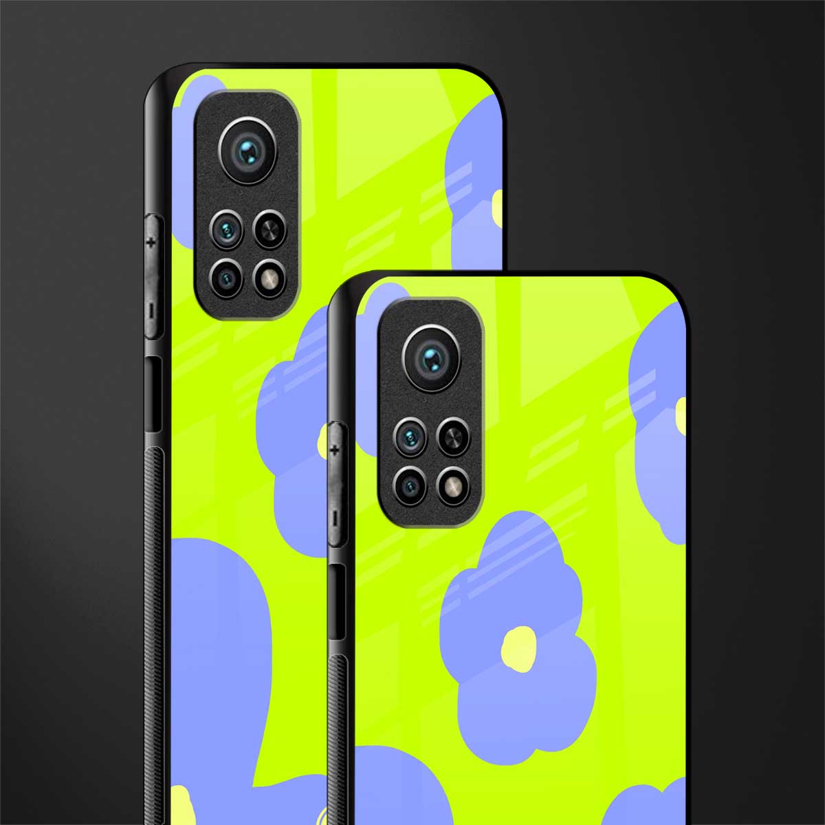 chartreuse arctic flowers glass case for mi 10t 5g image-2