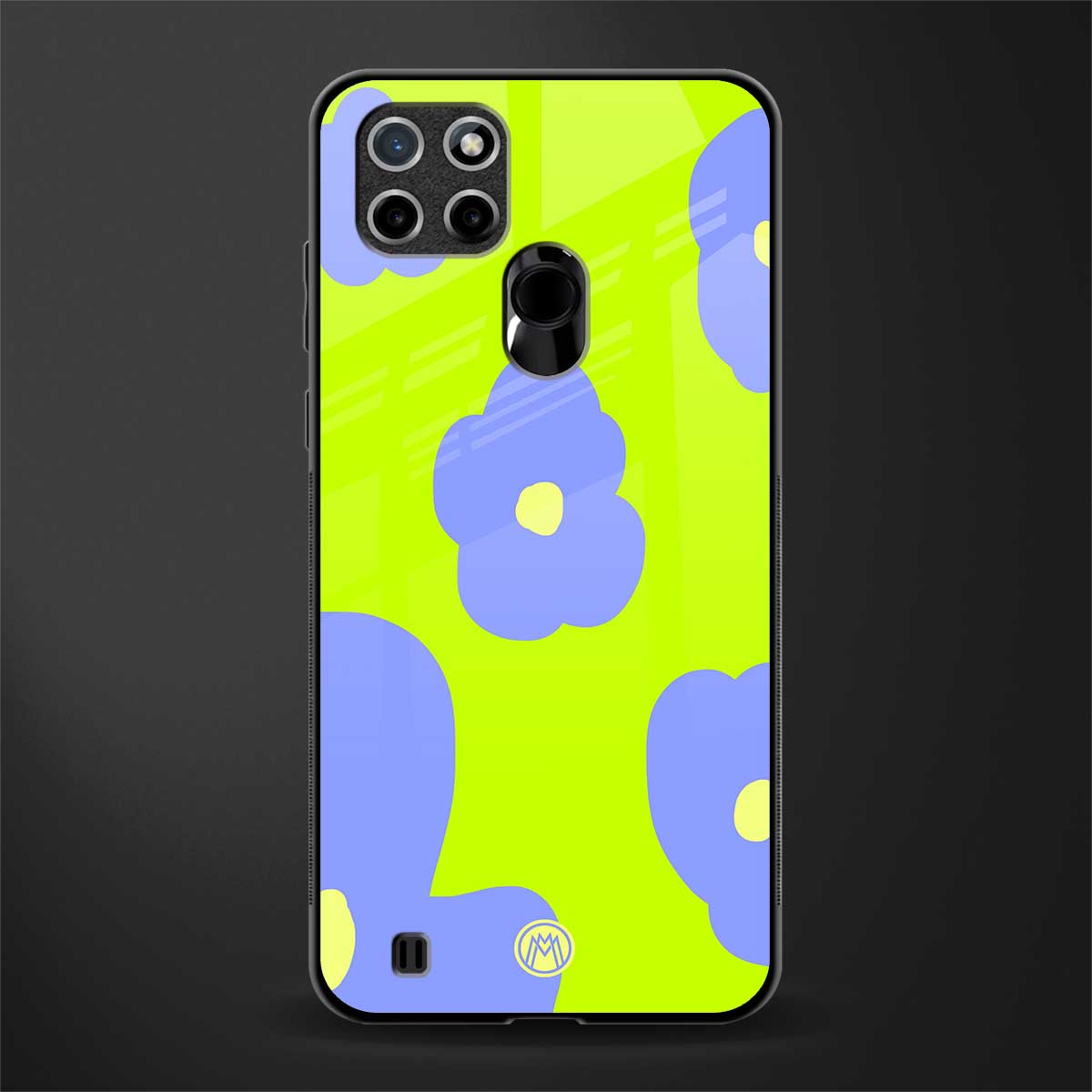 chartreuse arctic flowers glass case for realme c21 image