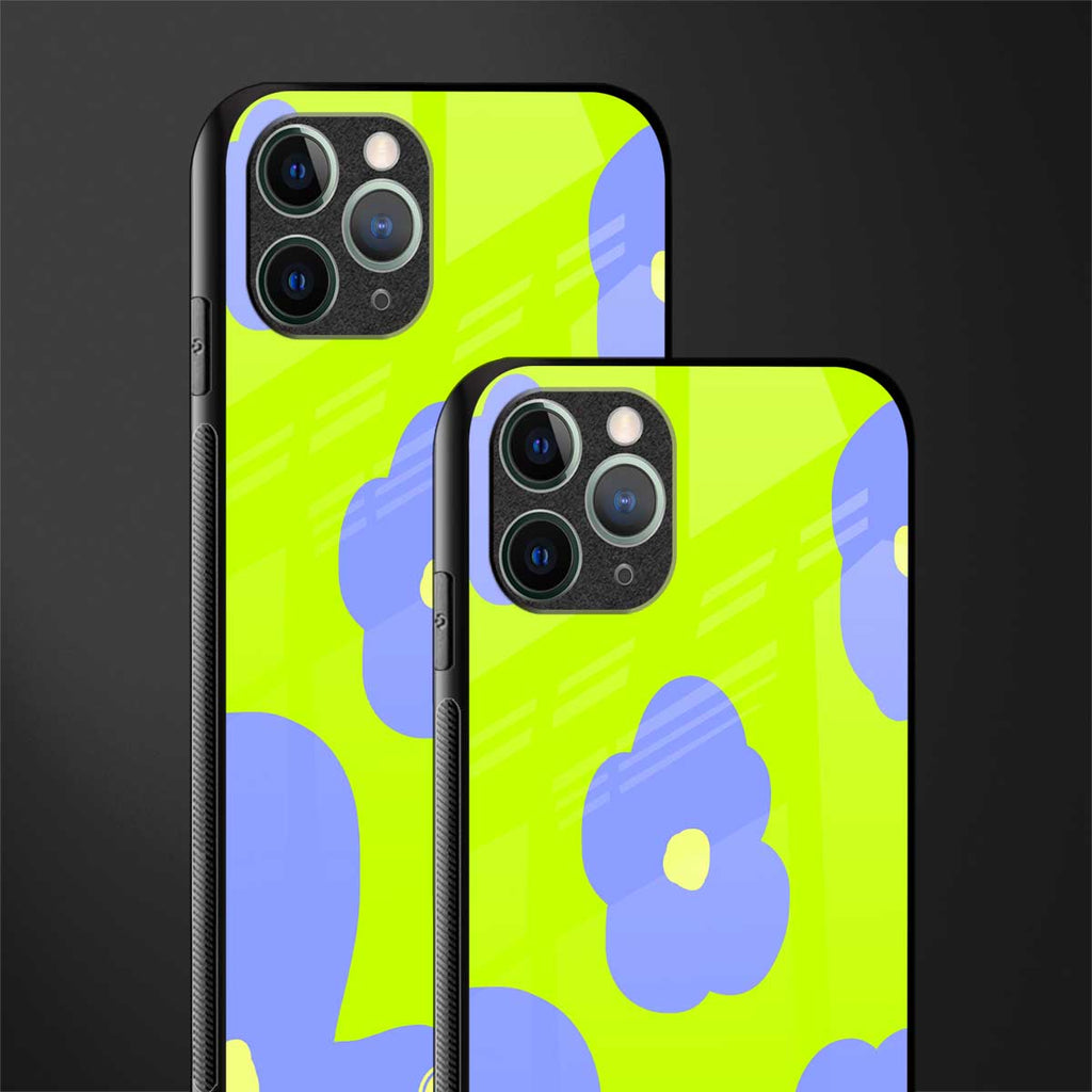 chartreuse arctic flowers glass case for iphone 11 pro image-2
