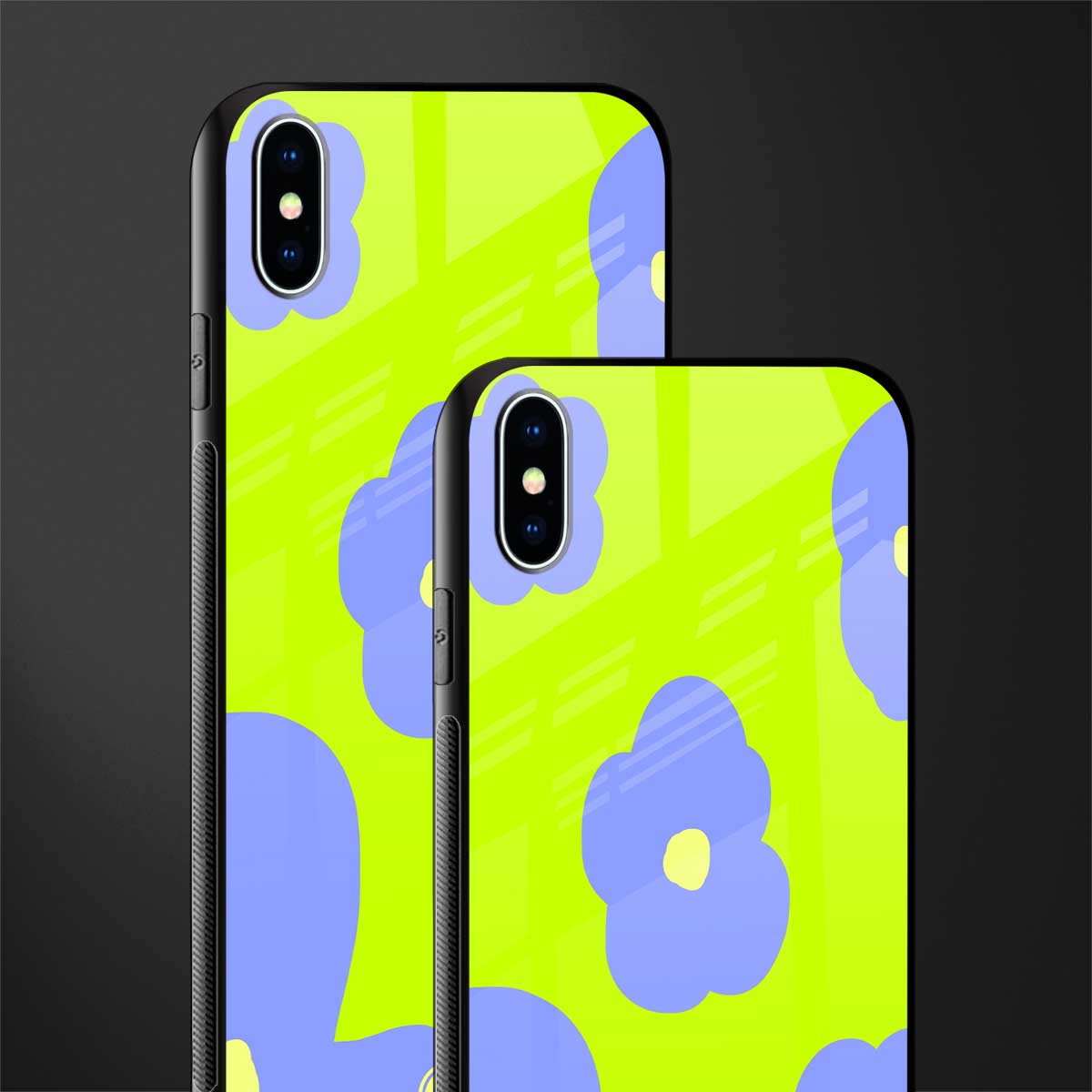 chartreuse arctic flowers glass case for iphone xs max image-2