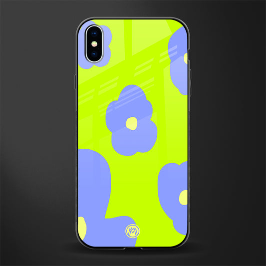 chartreuse arctic flowers glass case for iphone xs max image
