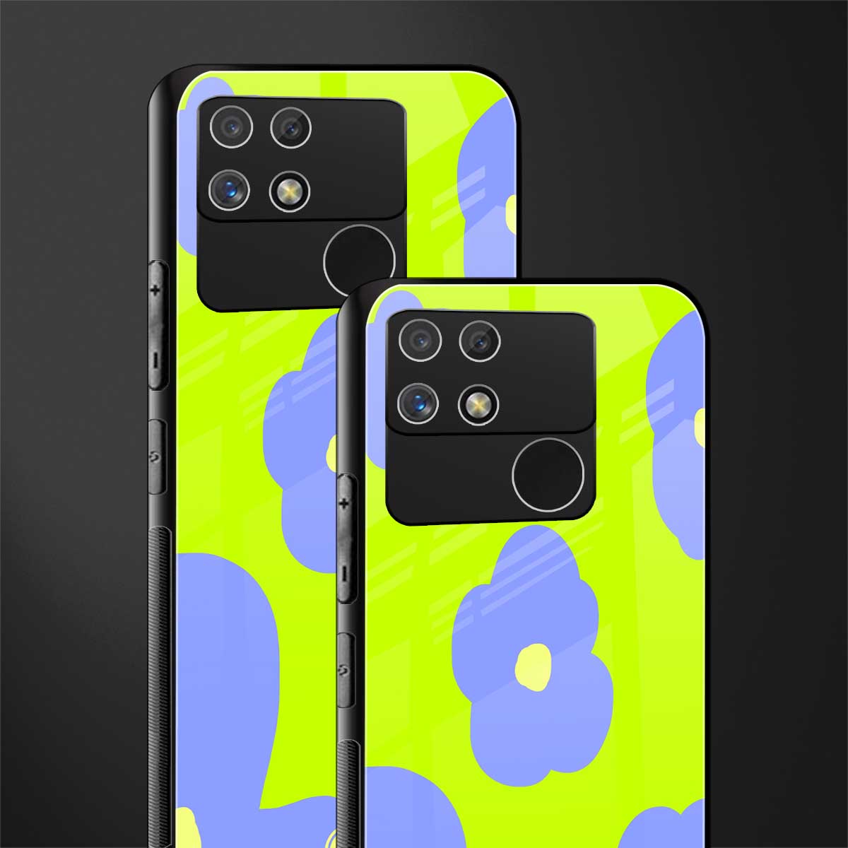 chartreuse arctic flowers back phone cover | glass case for realme narzo 50a