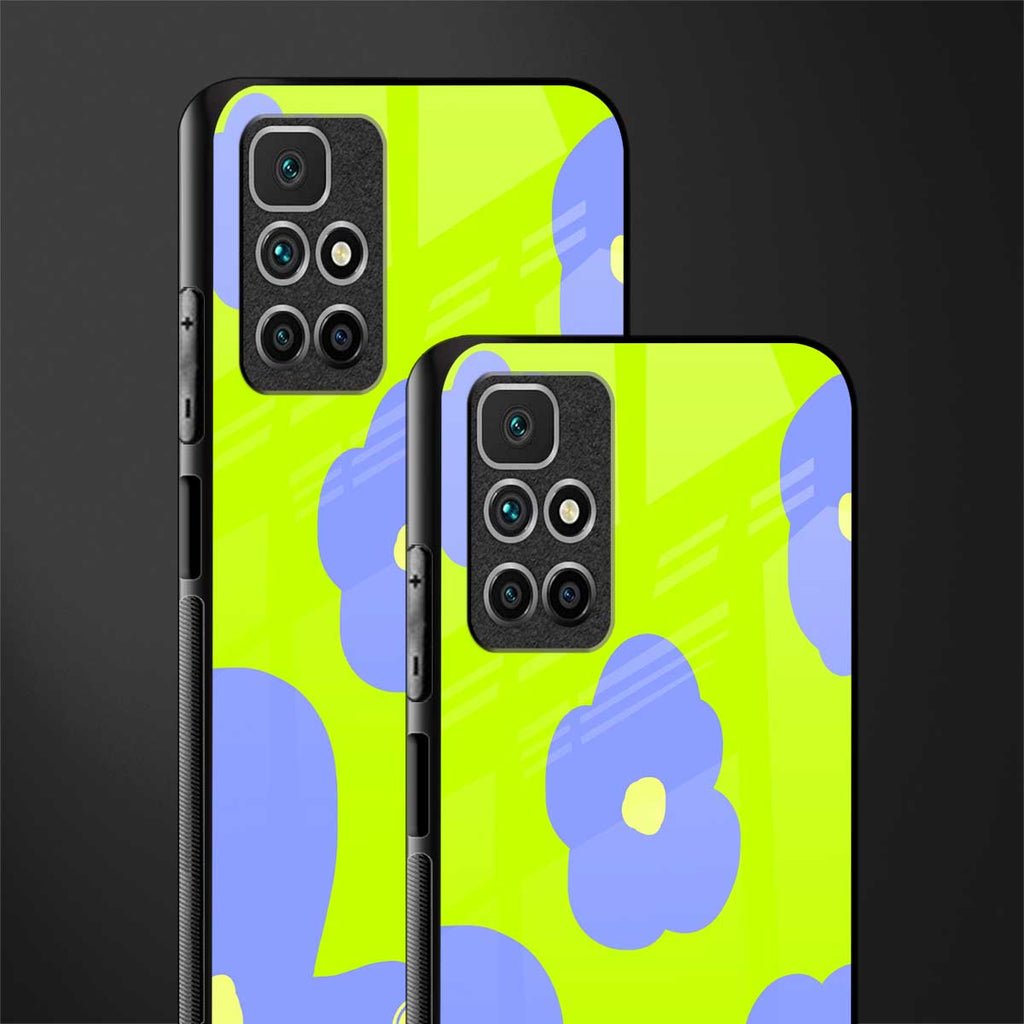 chartreuse arctic flowers glass case for redmi 10 prime image-2