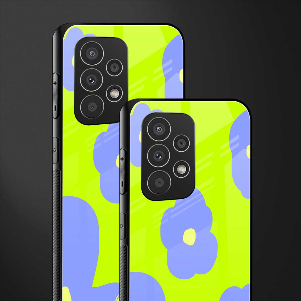 chartreuse arctic flowers back phone cover | glass case for samsung galaxy a23