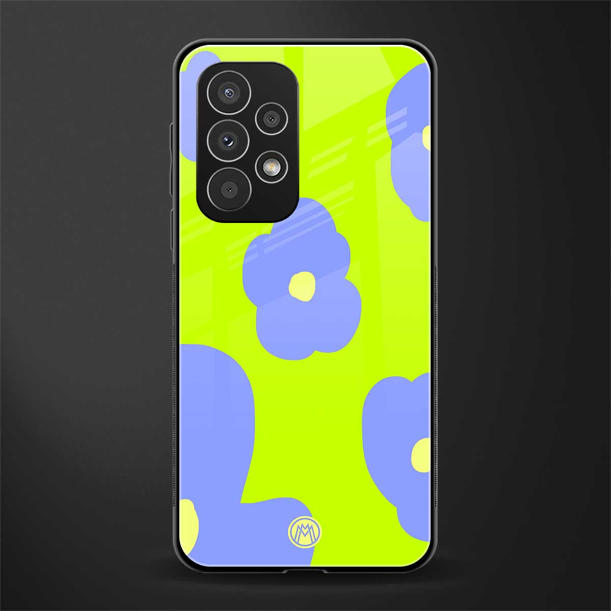 chartreuse arctic flowers back phone cover | glass case for samsung galaxy a53 5g