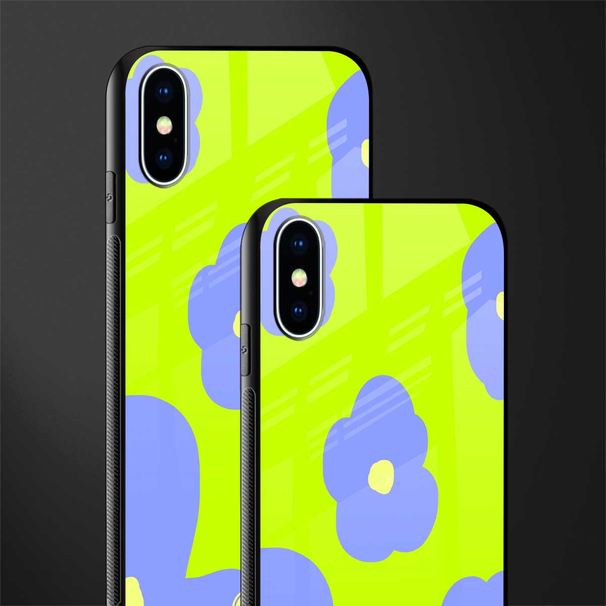chartreuse arctic flowers glass case for iphone xs image-2