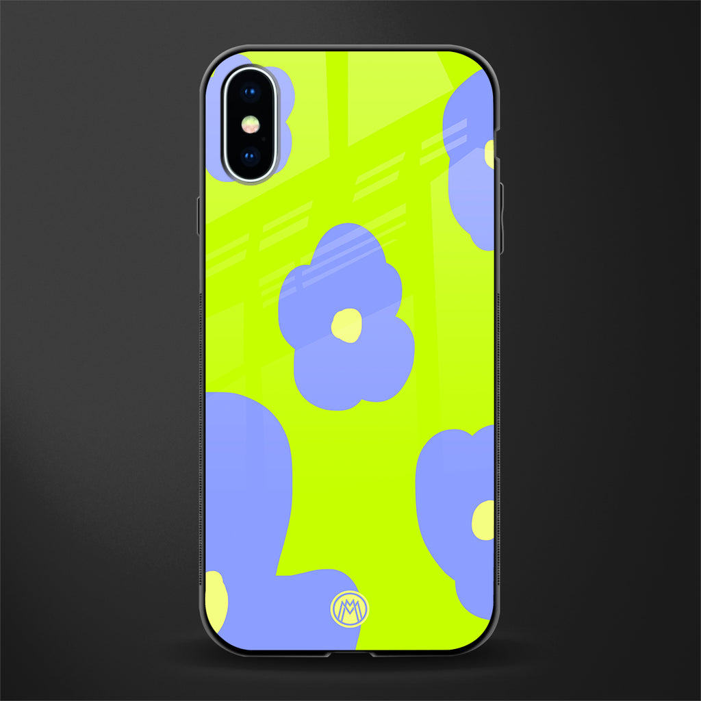 chartreuse arctic flowers glass case for iphone xs image