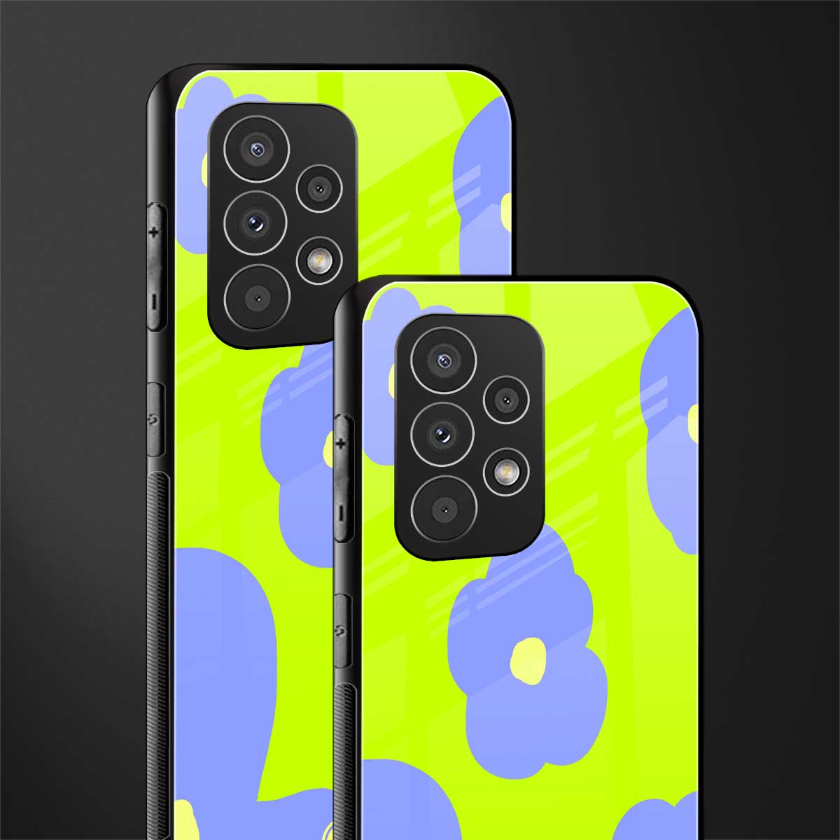chartreuse arctic flowers back phone cover | glass case for samsung galaxy a73 5g