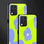 chartreuse arctic flowers back phone cover | glass case for samsung galaxy m33 5g