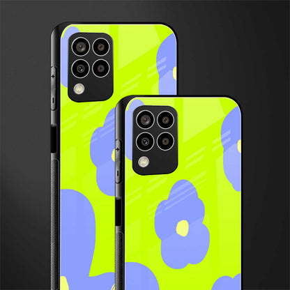 chartreuse arctic flowers back phone cover | glass case for samsung galaxy m33 5g