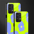 chartreuse arctic flowers back phone cover | glass case for samsung galaxy a13 4g