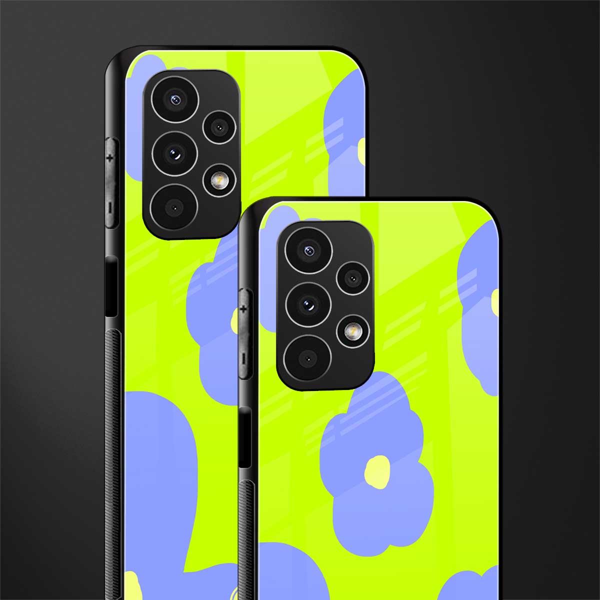 chartreuse arctic flowers back phone cover | glass case for samsung galaxy a13 4g