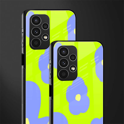 chartreuse arctic flowers back phone cover | glass case for samsung galaxy a13 4g