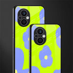 chartreuse arctic flowers back phone cover | glass case for oppo f21 pro 5g