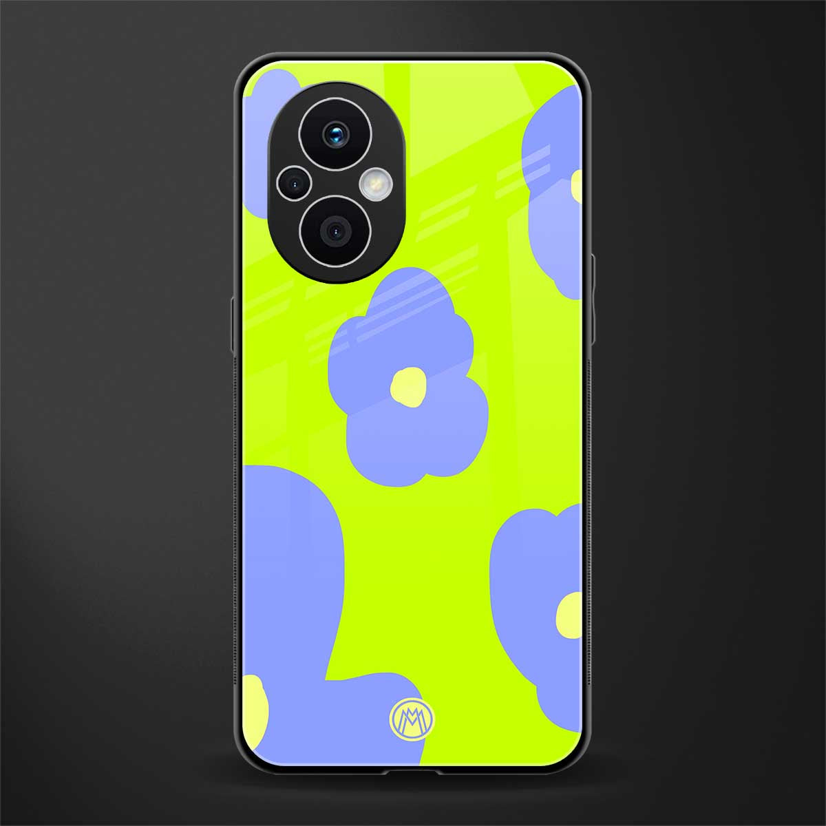 chartreuse arctic flowers back phone cover | glass case for oppo f21 pro 5g