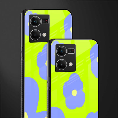 chartreuse arctic flowers back phone cover | glass case for oppo f21 pro 4g