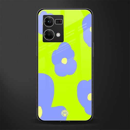 chartreuse arctic flowers back phone cover | glass case for oppo f21 pro 4g