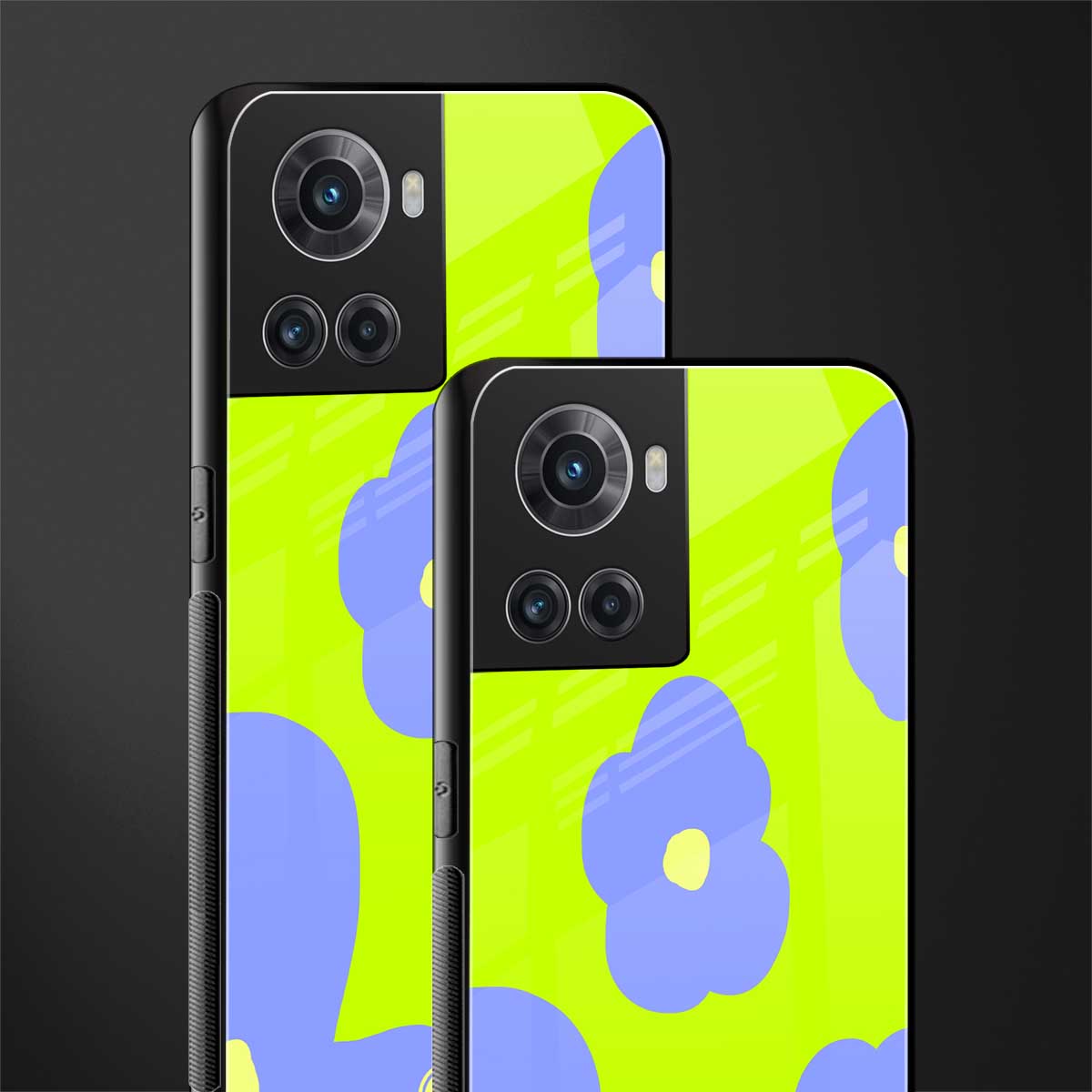chartreuse arctic flowers back phone cover | glass case for oneplus 10r 5g