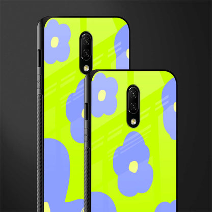 chartreuse arctic flowers glass case for oneplus 7 image-2