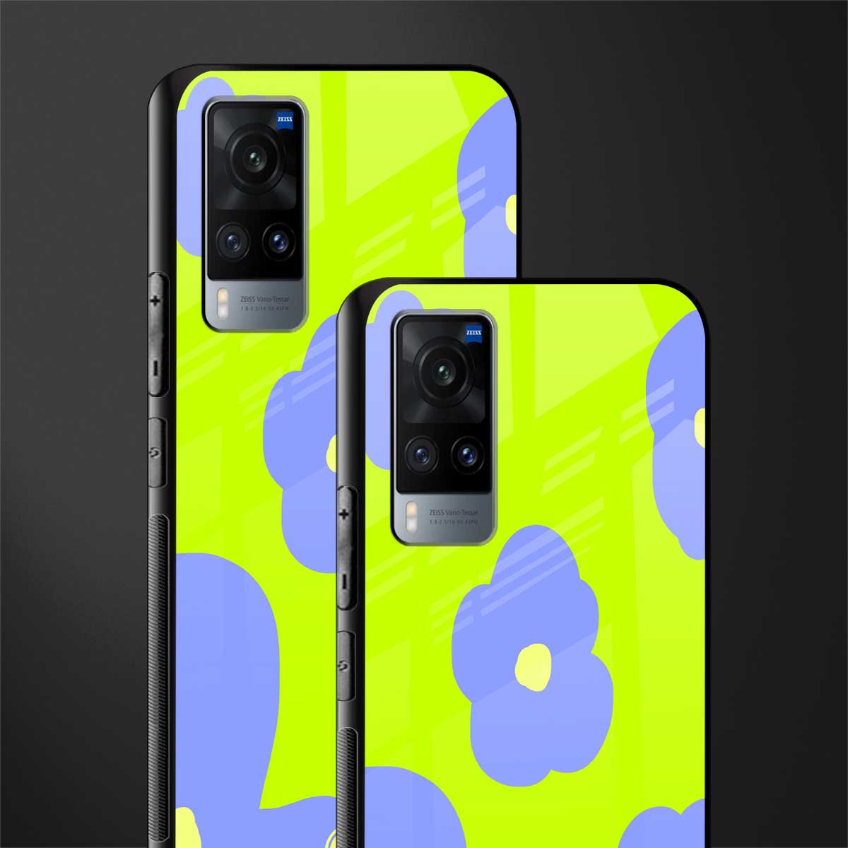 chartreuse arctic flowers glass case for vivo x60 image-2
