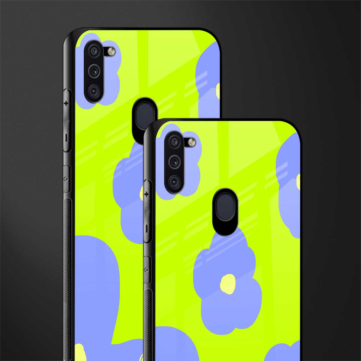 chartreuse arctic flowers glass case for samsung galaxy m11 image-2