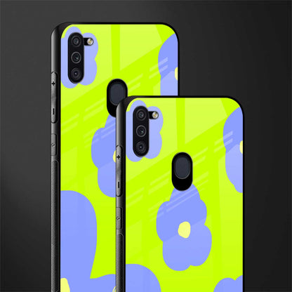 chartreuse arctic flowers glass case for samsung galaxy m11 image-2