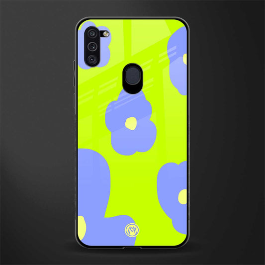 chartreuse arctic flowers glass case for samsung galaxy m11 image