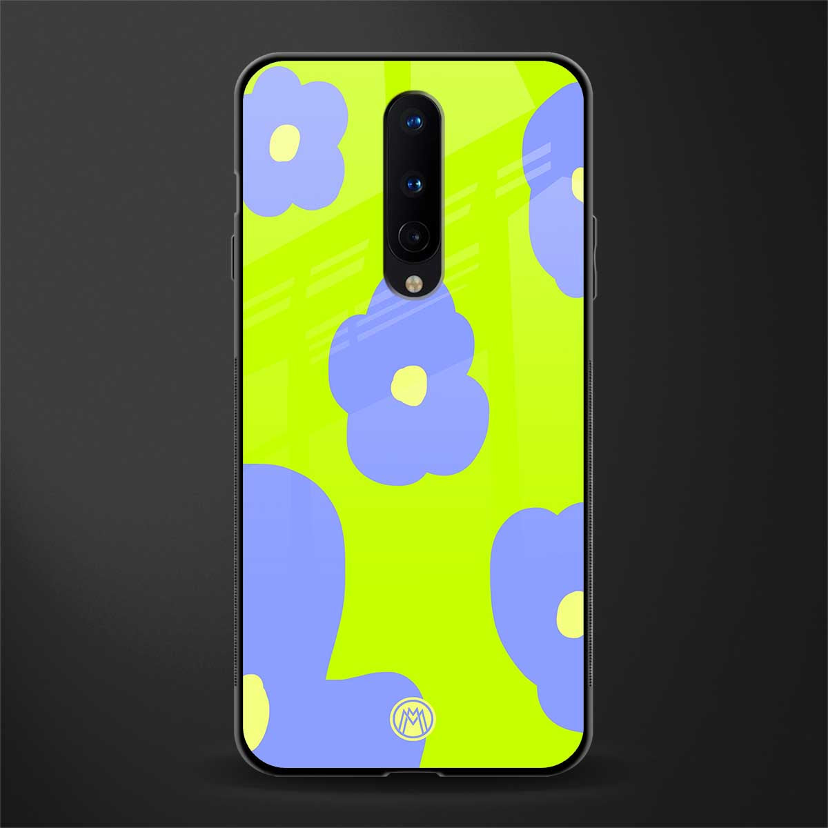 chartreuse arctic flowers glass case for oneplus 8 image