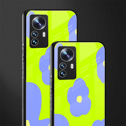 chartreuse arctic flowers back phone cover | glass case for xiaomi 12 pro
