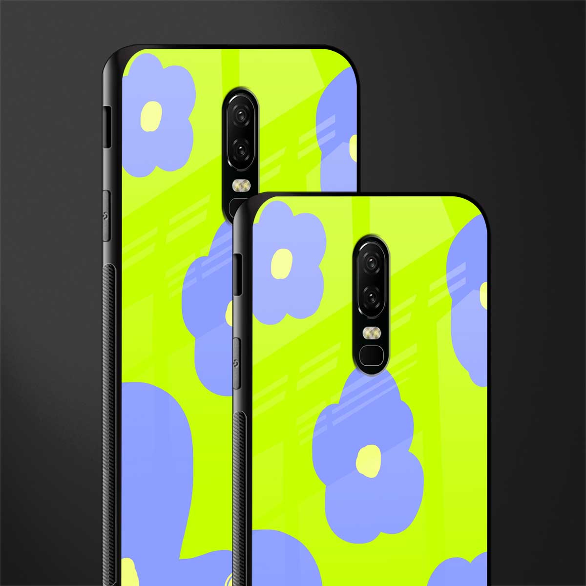chartreuse arctic flowers glass case for oneplus 6 image-2