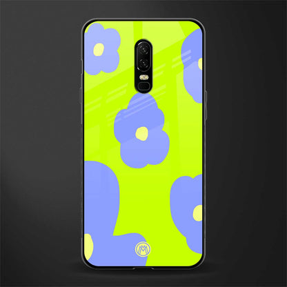 chartreuse arctic flowers glass case for oneplus 6 image