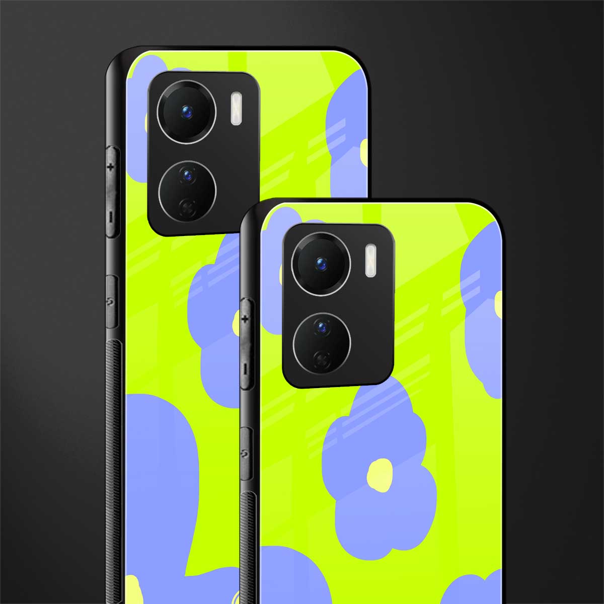 chartreuse arctic flowers back phone cover | glass case for vivo y16